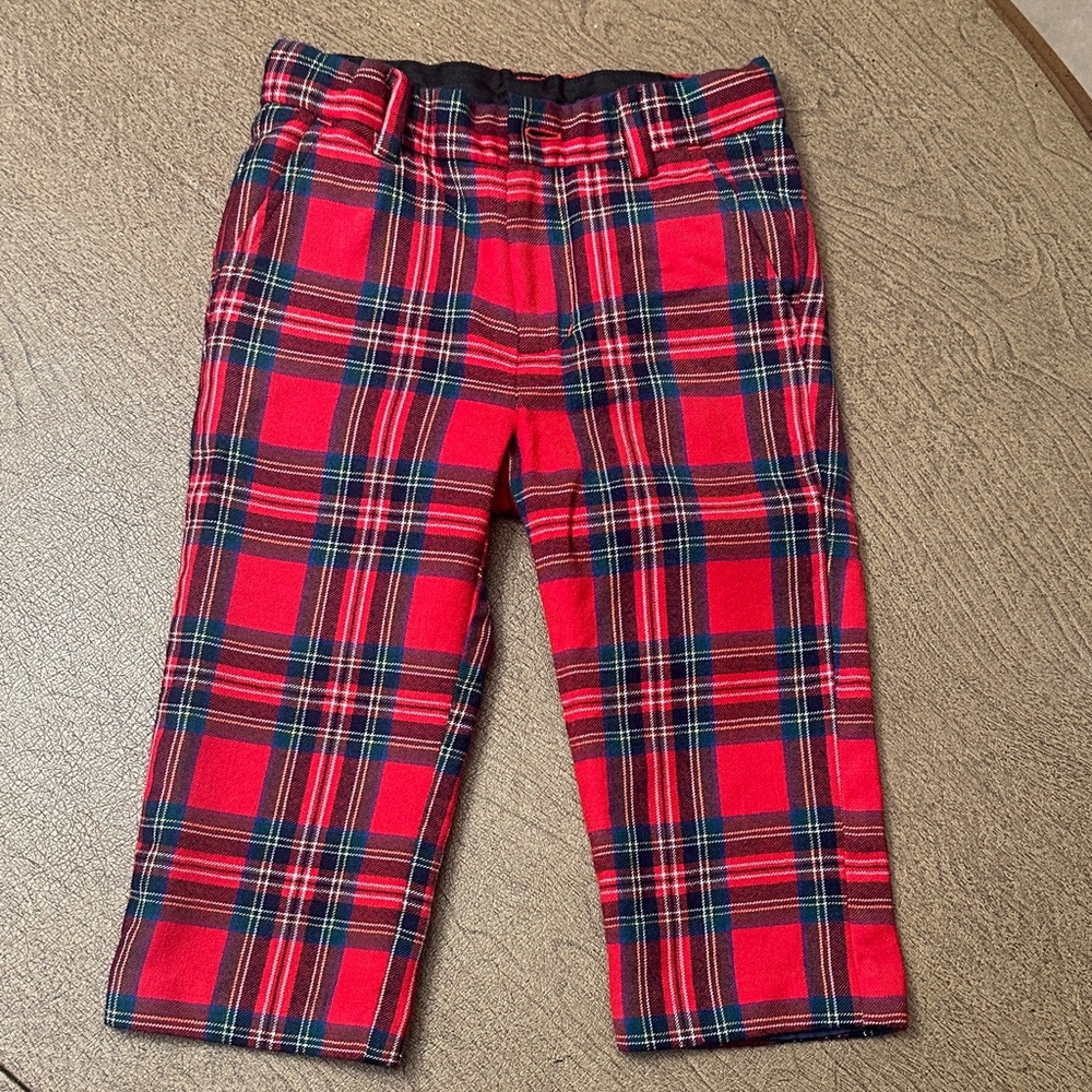 Janie and Jack Red Plaid Kids hikiday pants